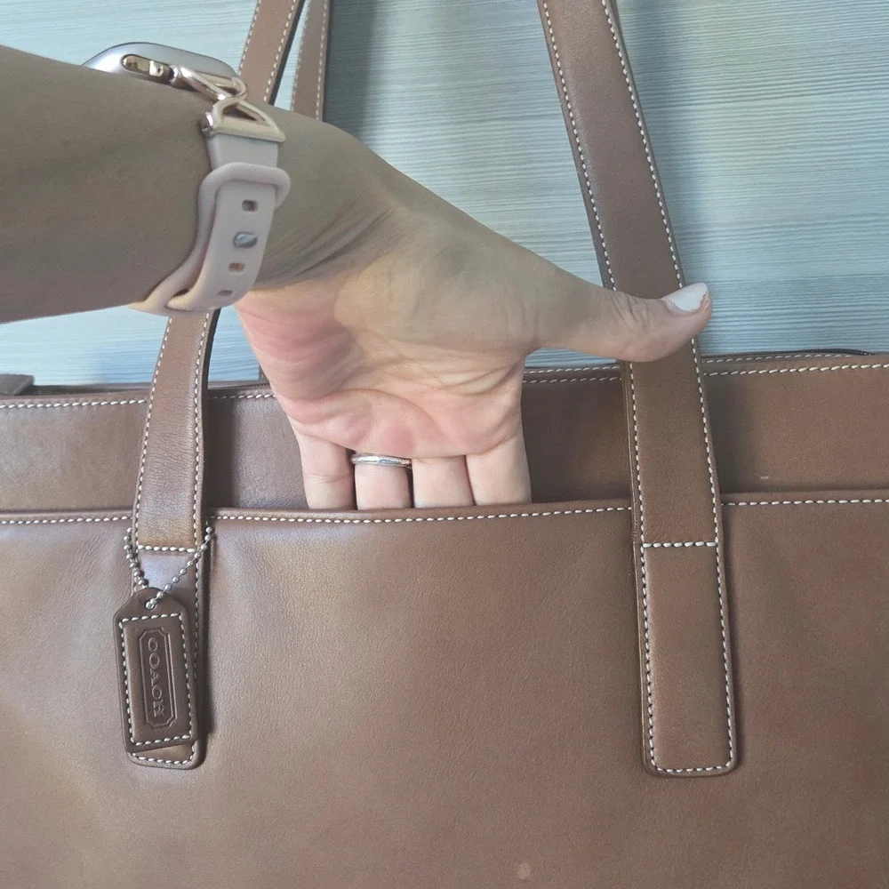 Vintage Coach 5209 Brown Leather Business Tote Laptop Briefcase Y2K Shoulder Bag